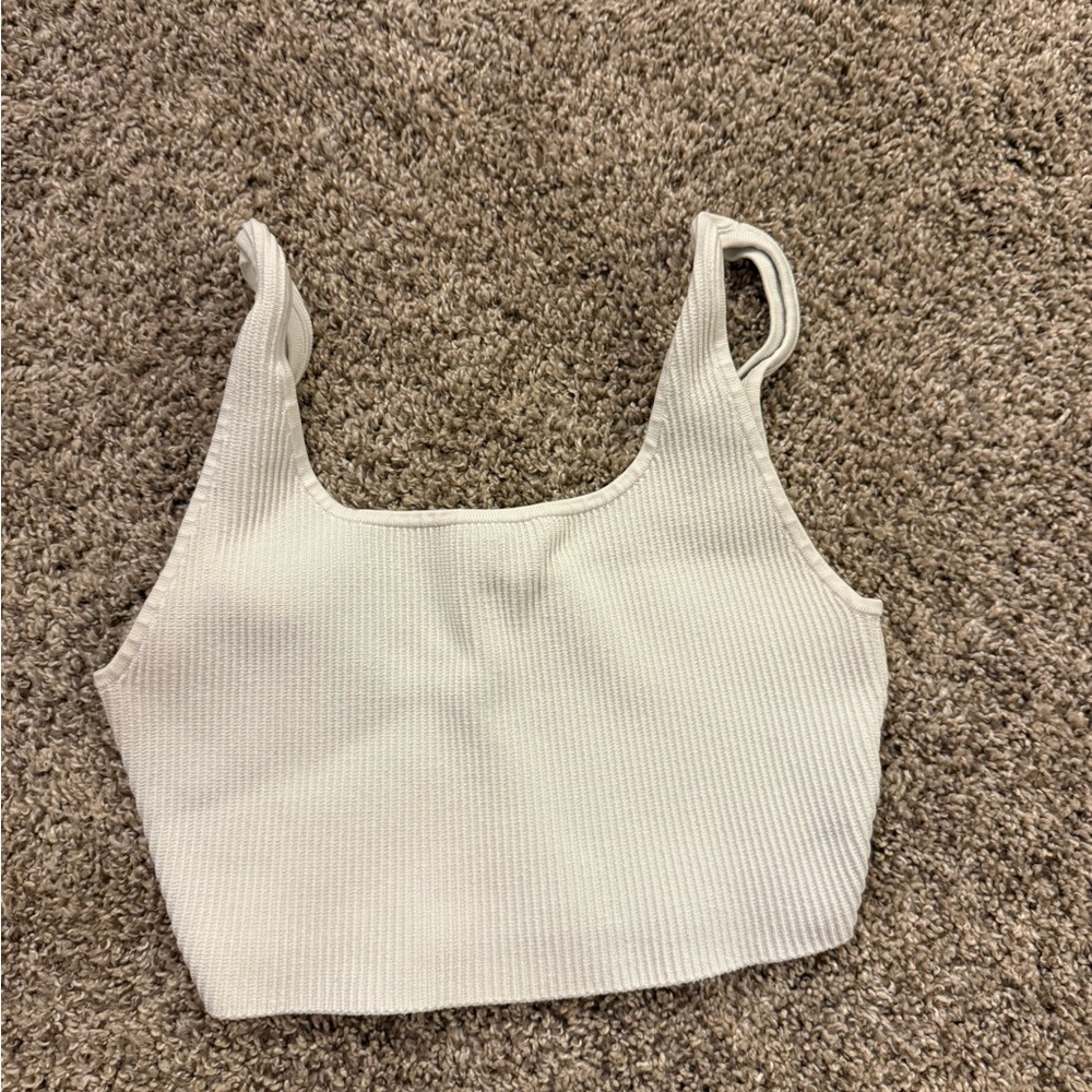 Babaton -White Ribbed Crop Top